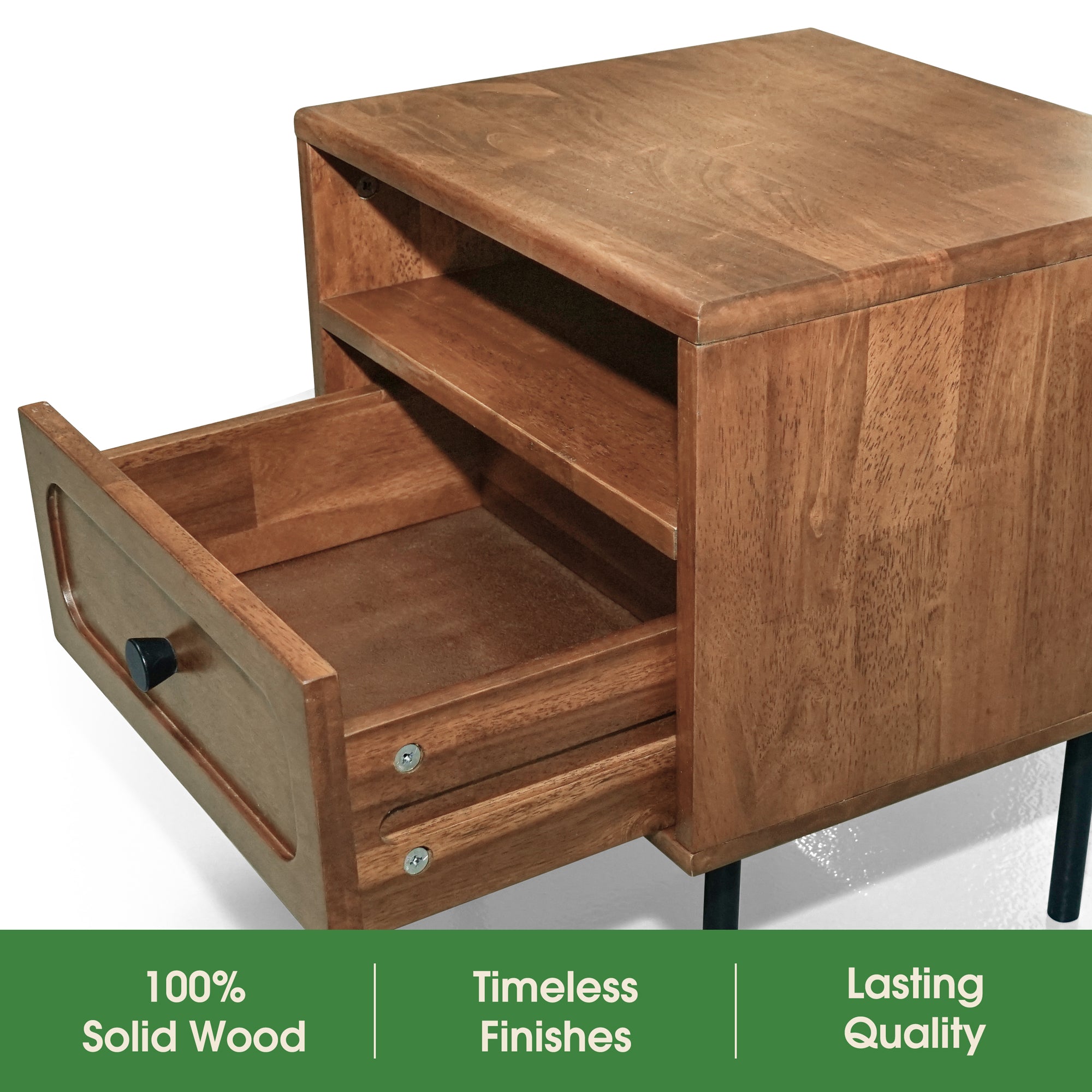 Savana Single Drawer Solid Wood Nightstand