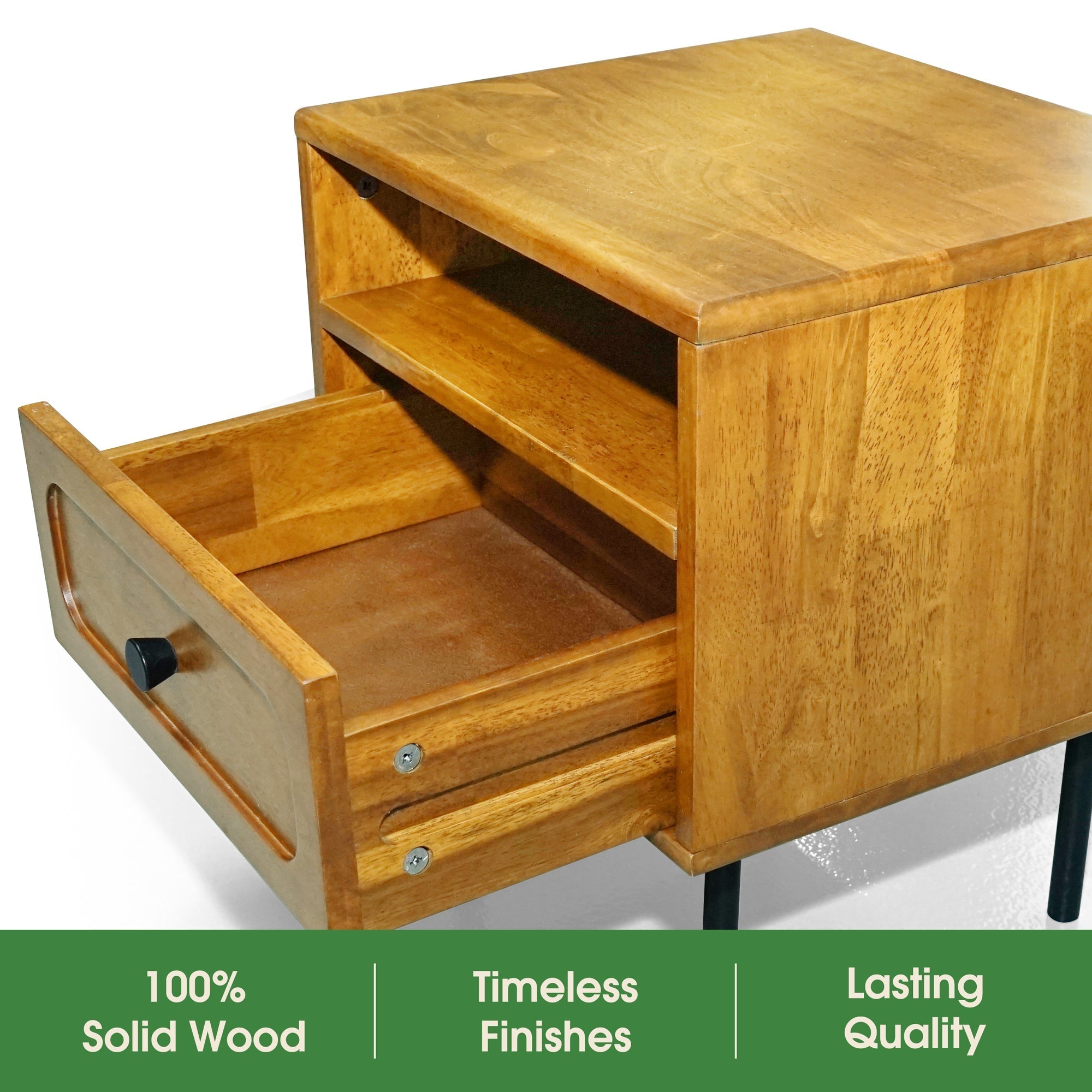 Savana Single Drawer Solid Wood Nightstand