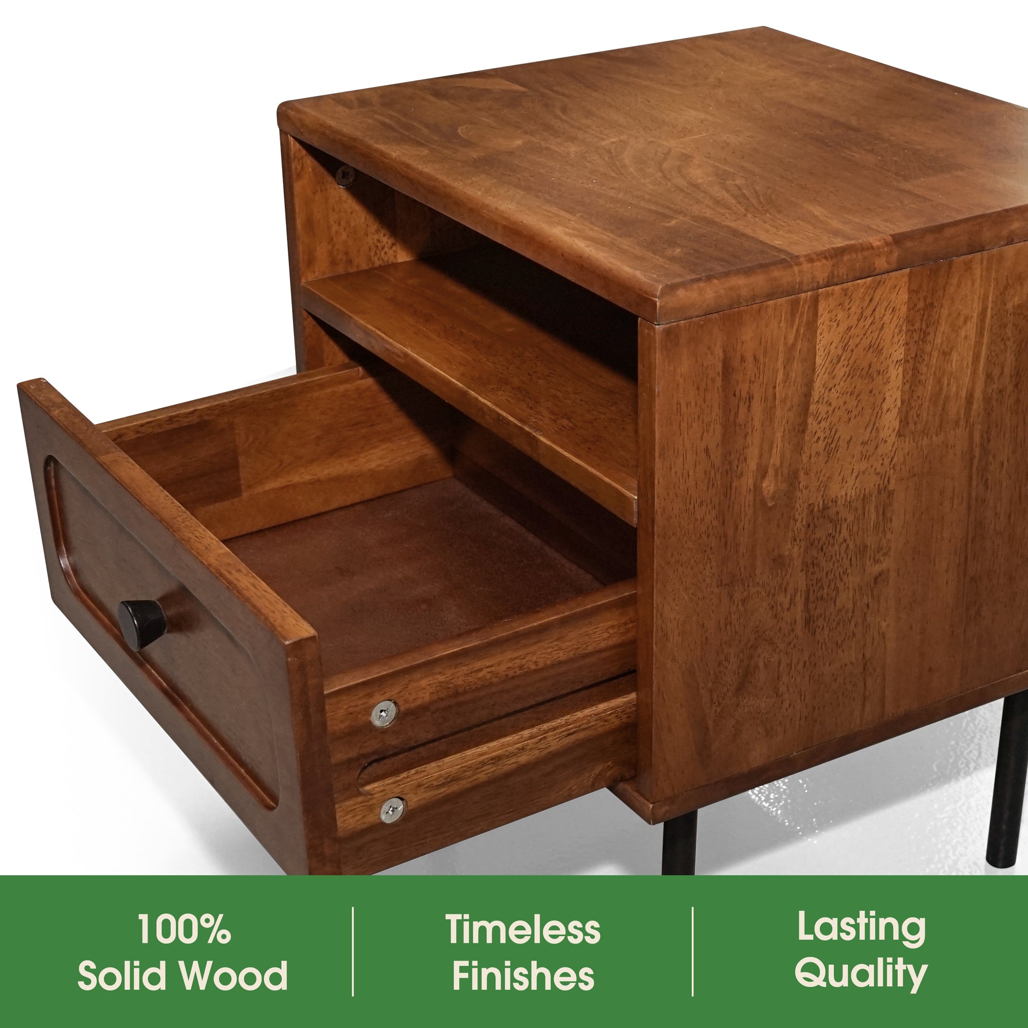 Savana Single Drawer Solid Wood Nightstand