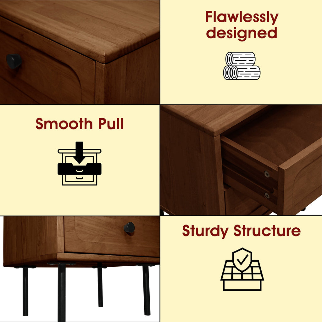 Savana 2 - Drawer Solid Wood Nightstand