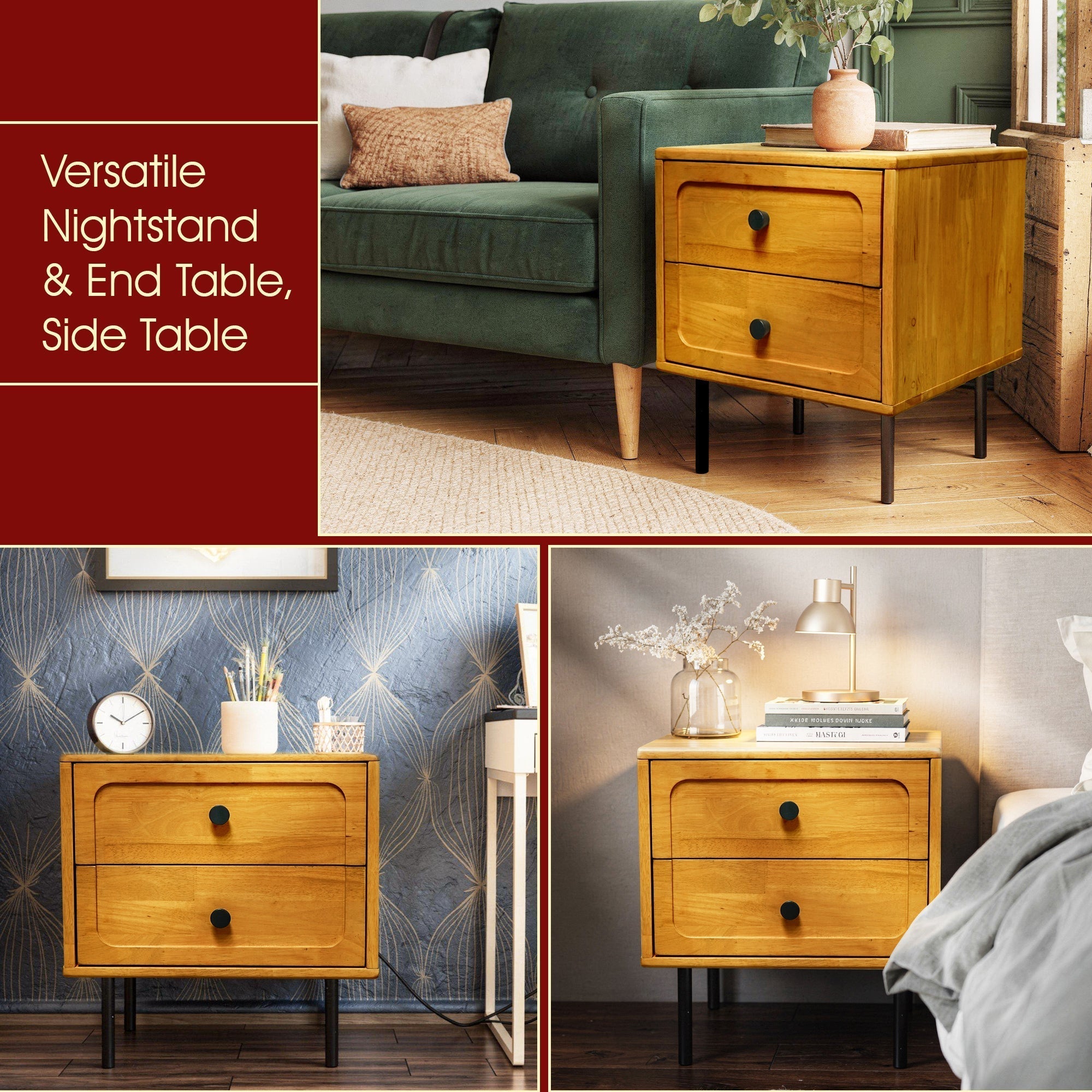Savana 2 - Drawer Solid Wood Nightstand