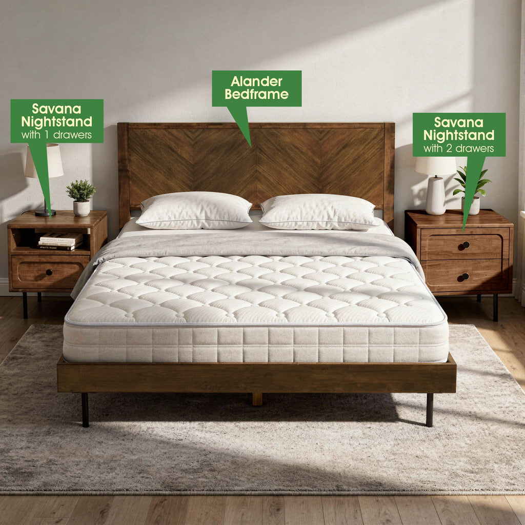 Savana Single Drawer Solid Wood Nightstand