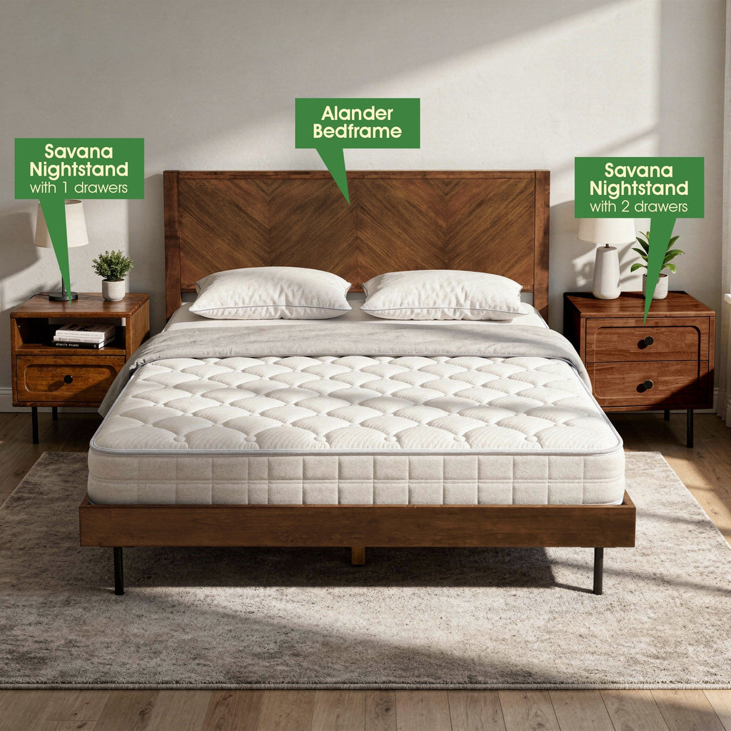 Savana Single Drawer Solid Wood Nightstand