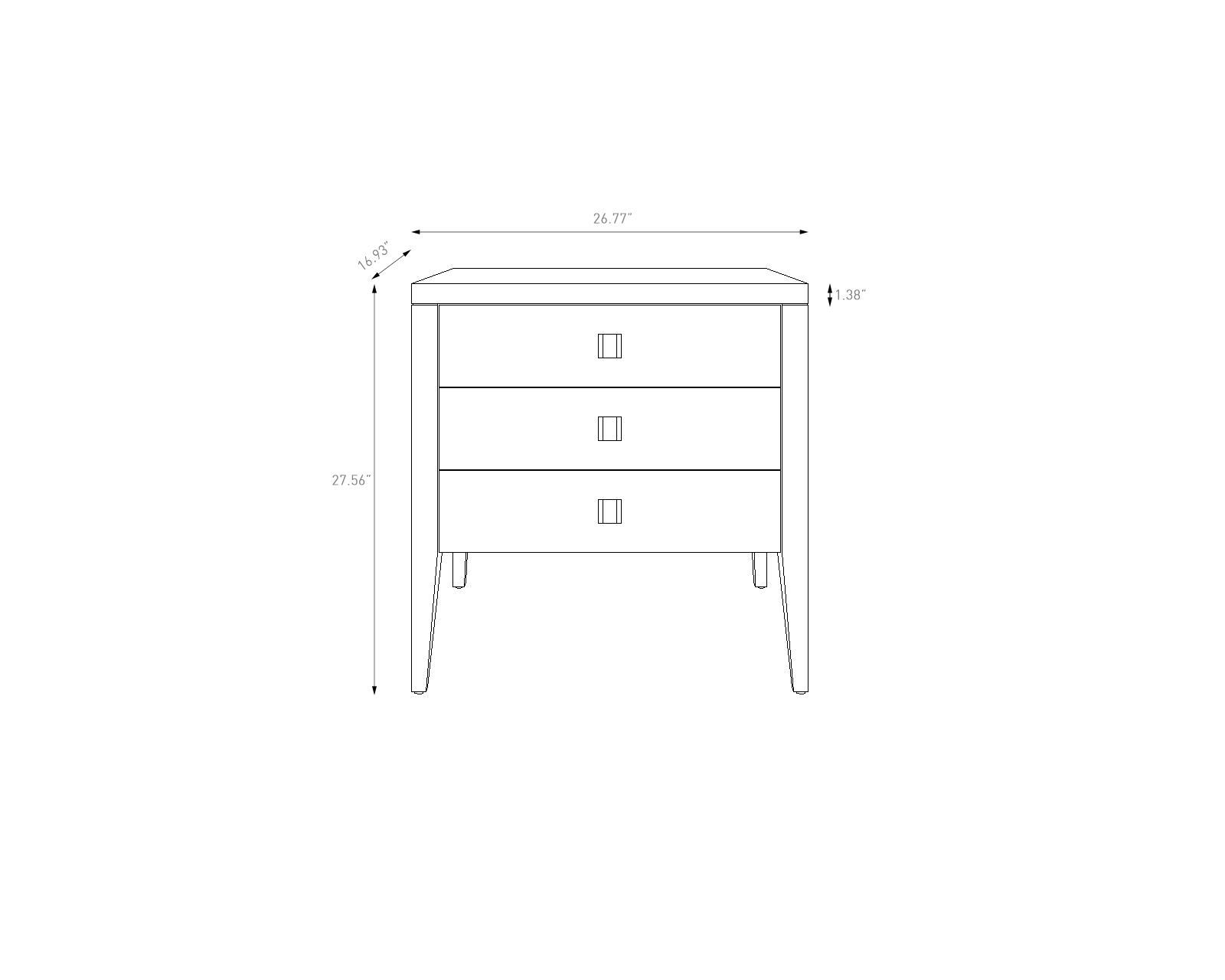 Hara 3 Drawer Dresser - Black