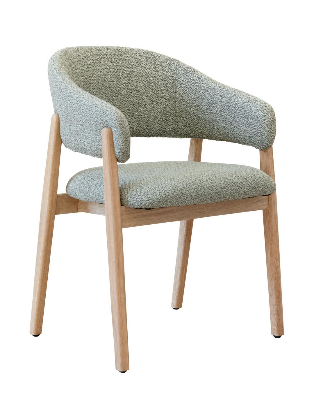 Fiol Dining Chair – Mint Green Upholstery & Natural Wood Frame