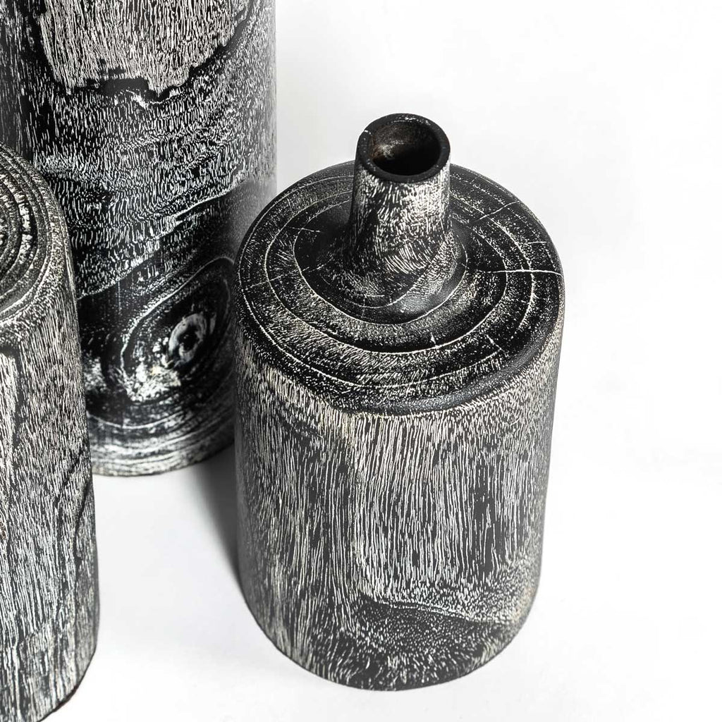 Natura Harper Vase Set of 3 - Burnt Black Teak