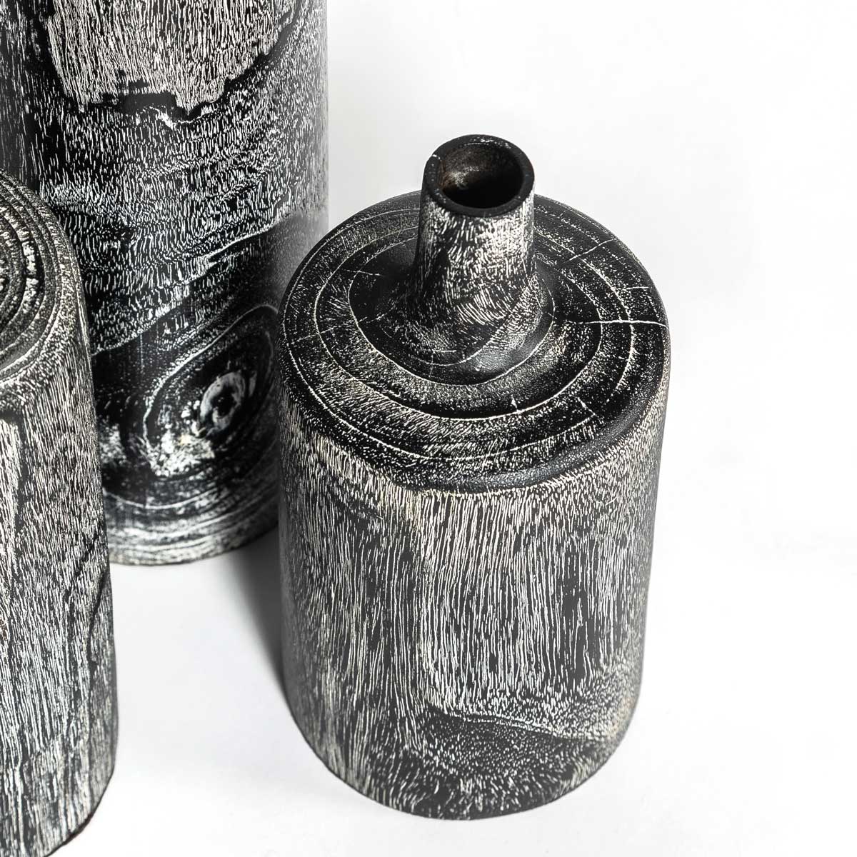 Natura Harper Vase Set of 3 - Burnt Black Teak