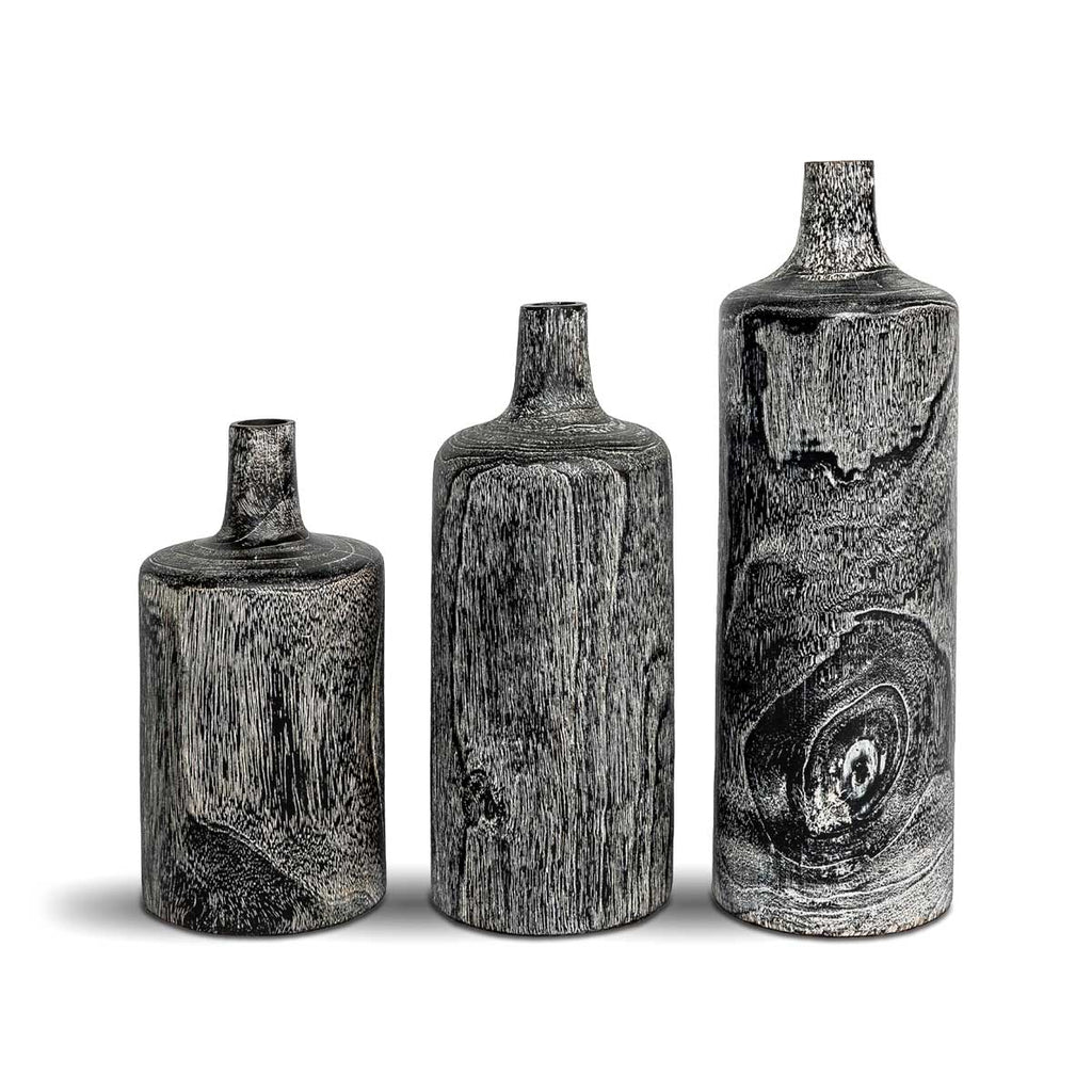 Natura Harper Vase Set of 3 - Burnt Black Teak