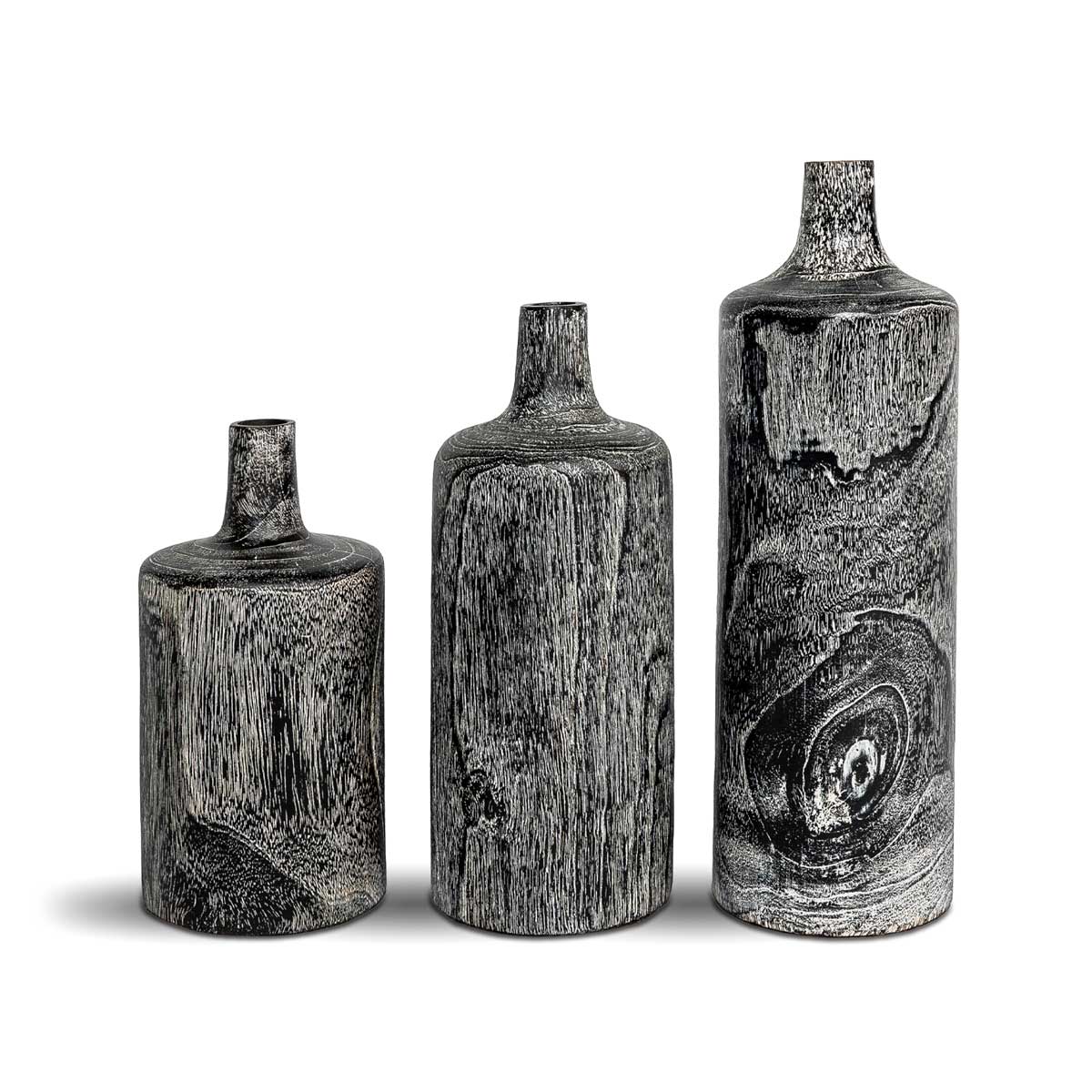 Natura Harper Vase Set of 3 - Burnt Black Teak