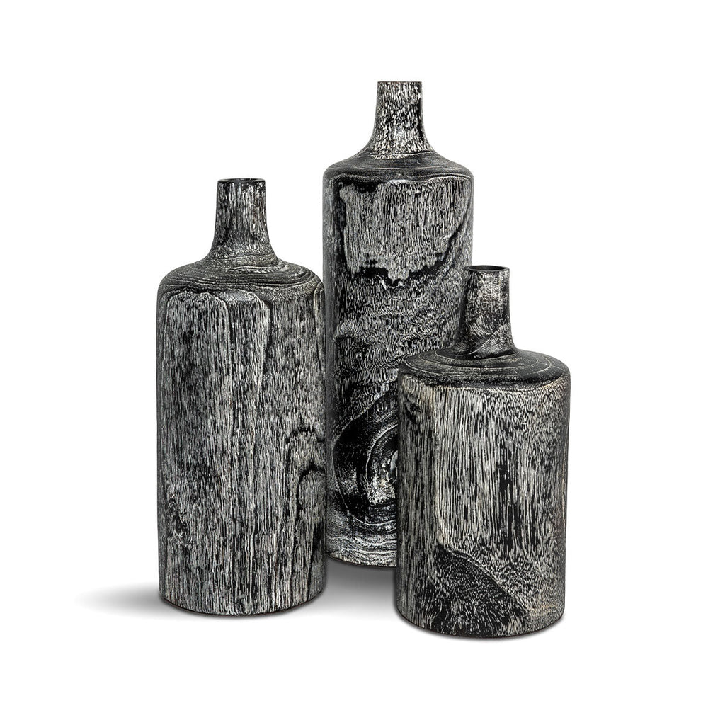 Natura Harper Vase Set of 3 - Burnt Black Teak