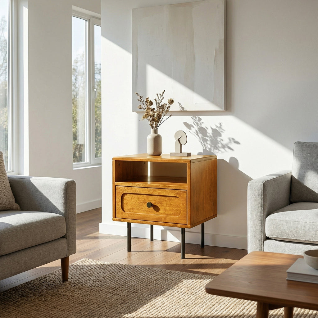 Savana Single Drawer Solid Wood Nightstand