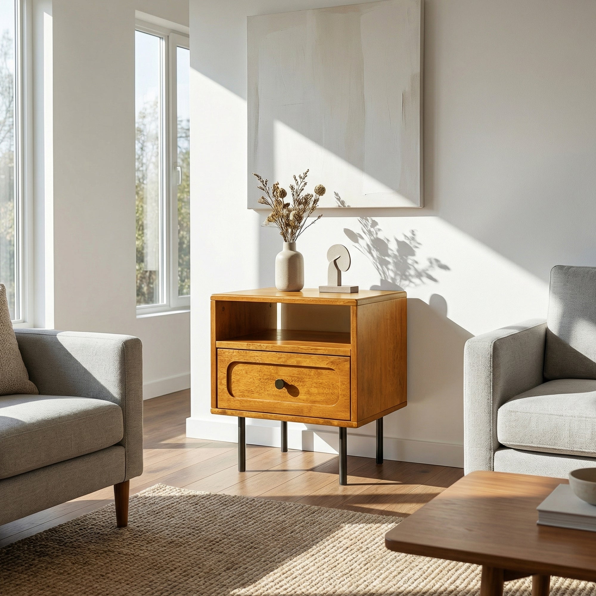 Savana Single Drawer Solid Wood Nightstand