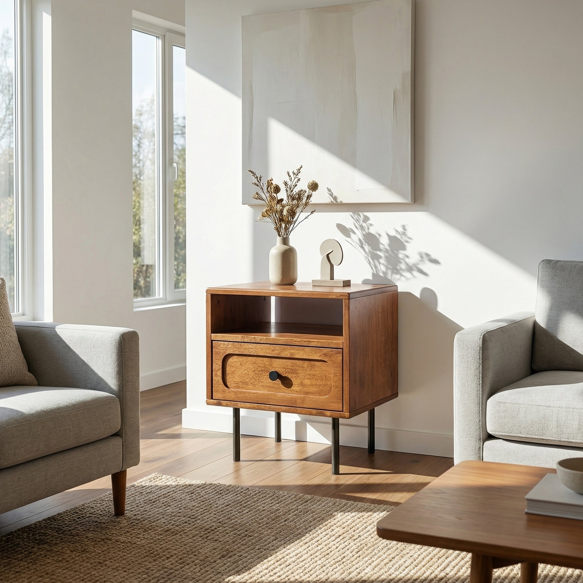 Savana Single Drawer Solid Wood Nightstand