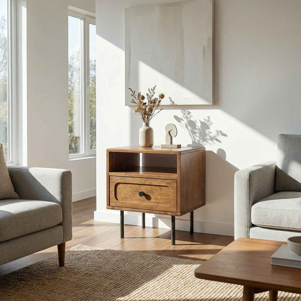 Savana Single Drawer Solid Wood Nightstand