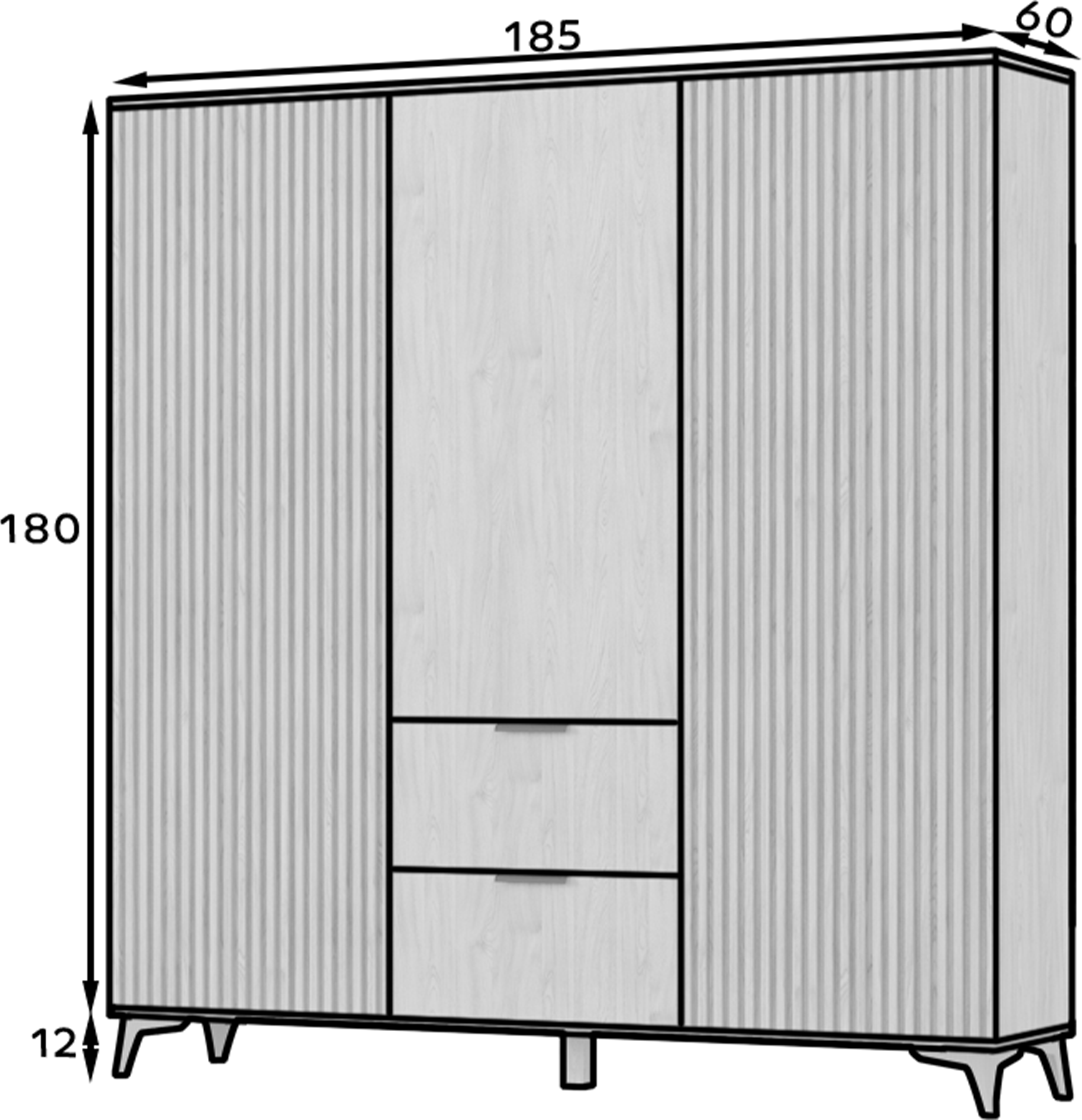 Entsian Oak Wood Paneled Free Standing Wardrobe - Artisan Oak