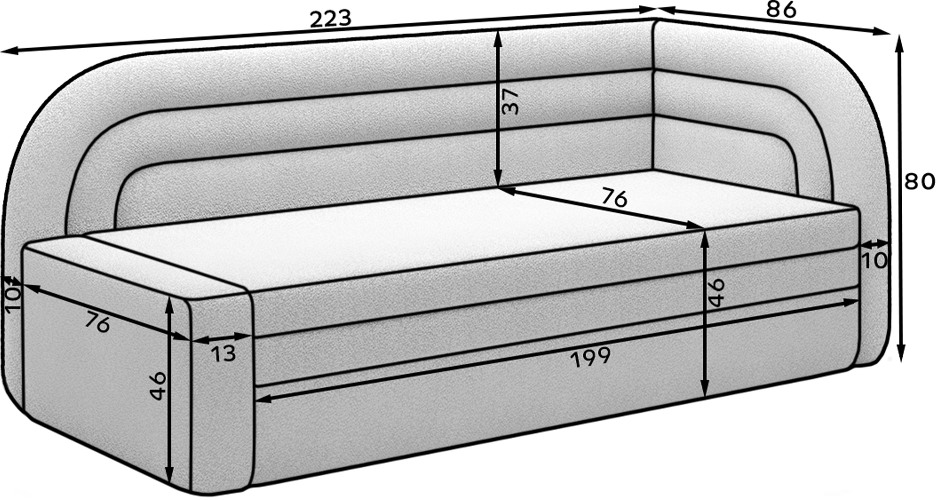 Fabillo Storage Sleeper Sofa - Pearl White