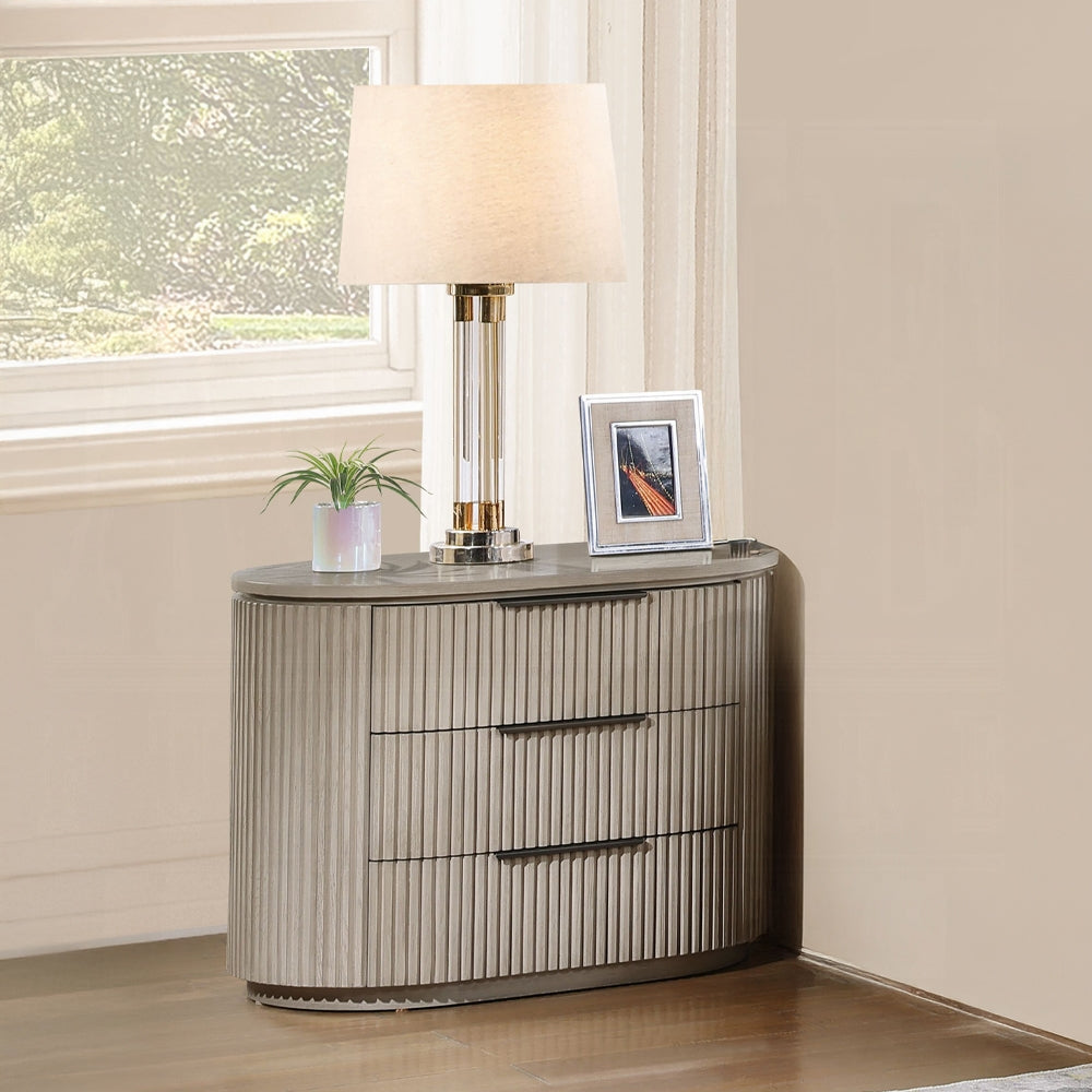 Chianti Luxury Chanel Nightstand w/USB Port - Light Oak