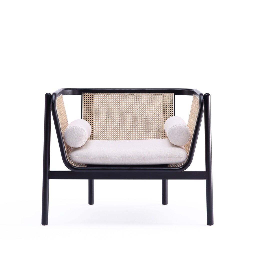 Tulum Natural Cane Accent Chair - Black/Cream