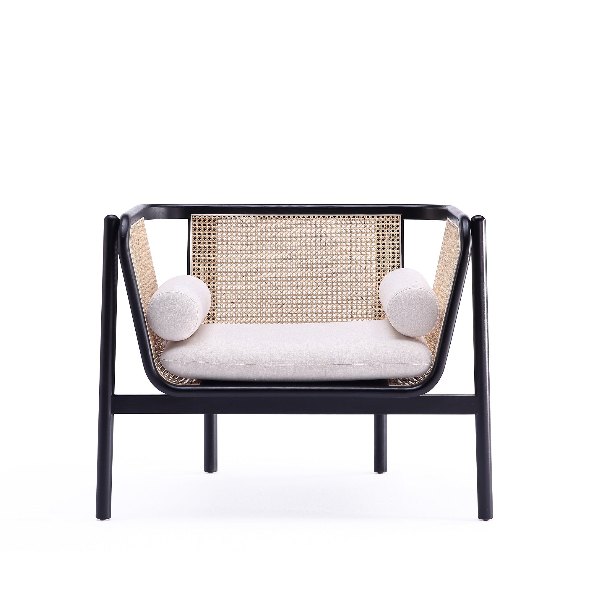 Tulum Natural Cane Accent Chair - Black/Cream