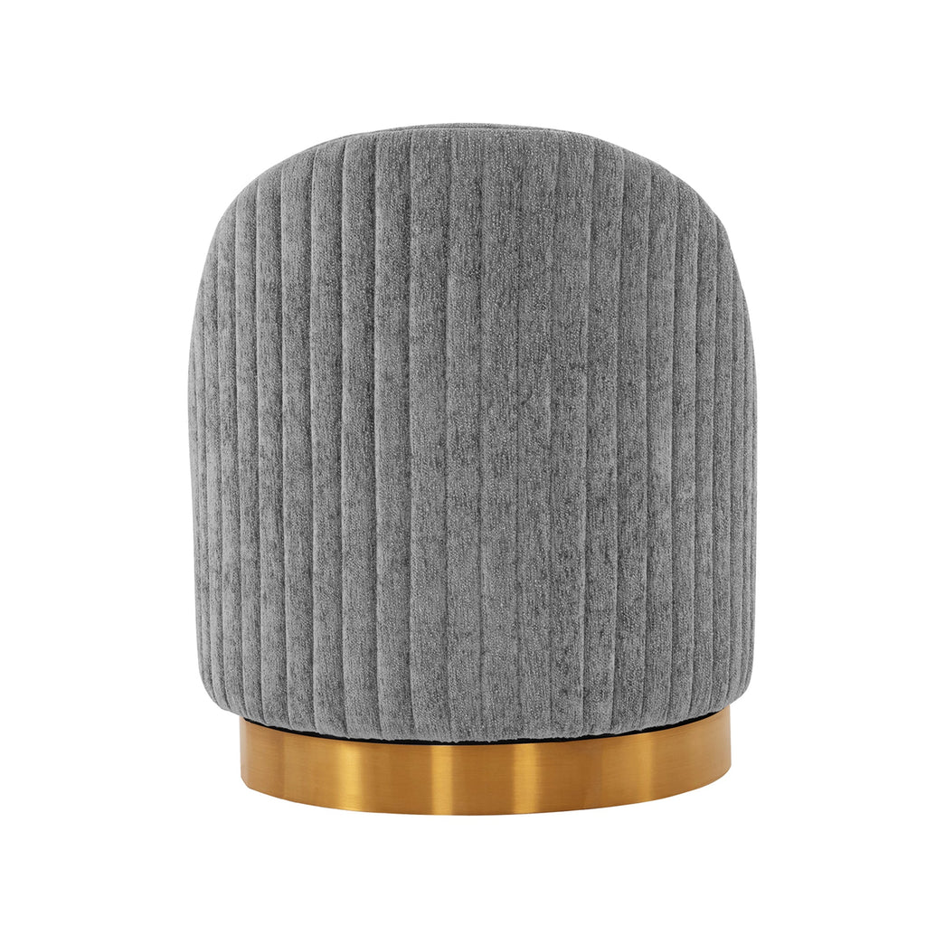 Pumpkin Swivel Chenille Accent Chair - Grey/Gold