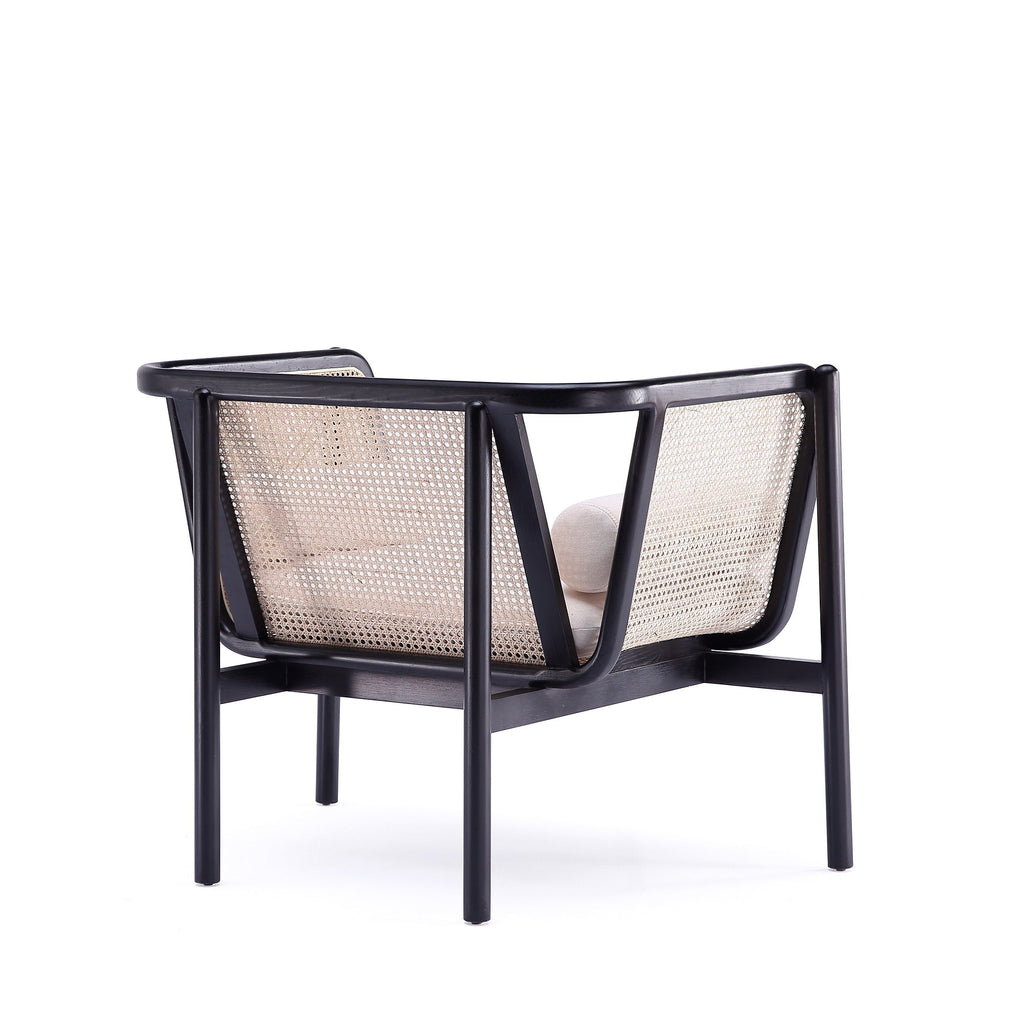 Tulum Natural Cane Accent Chair - Black/Cream
