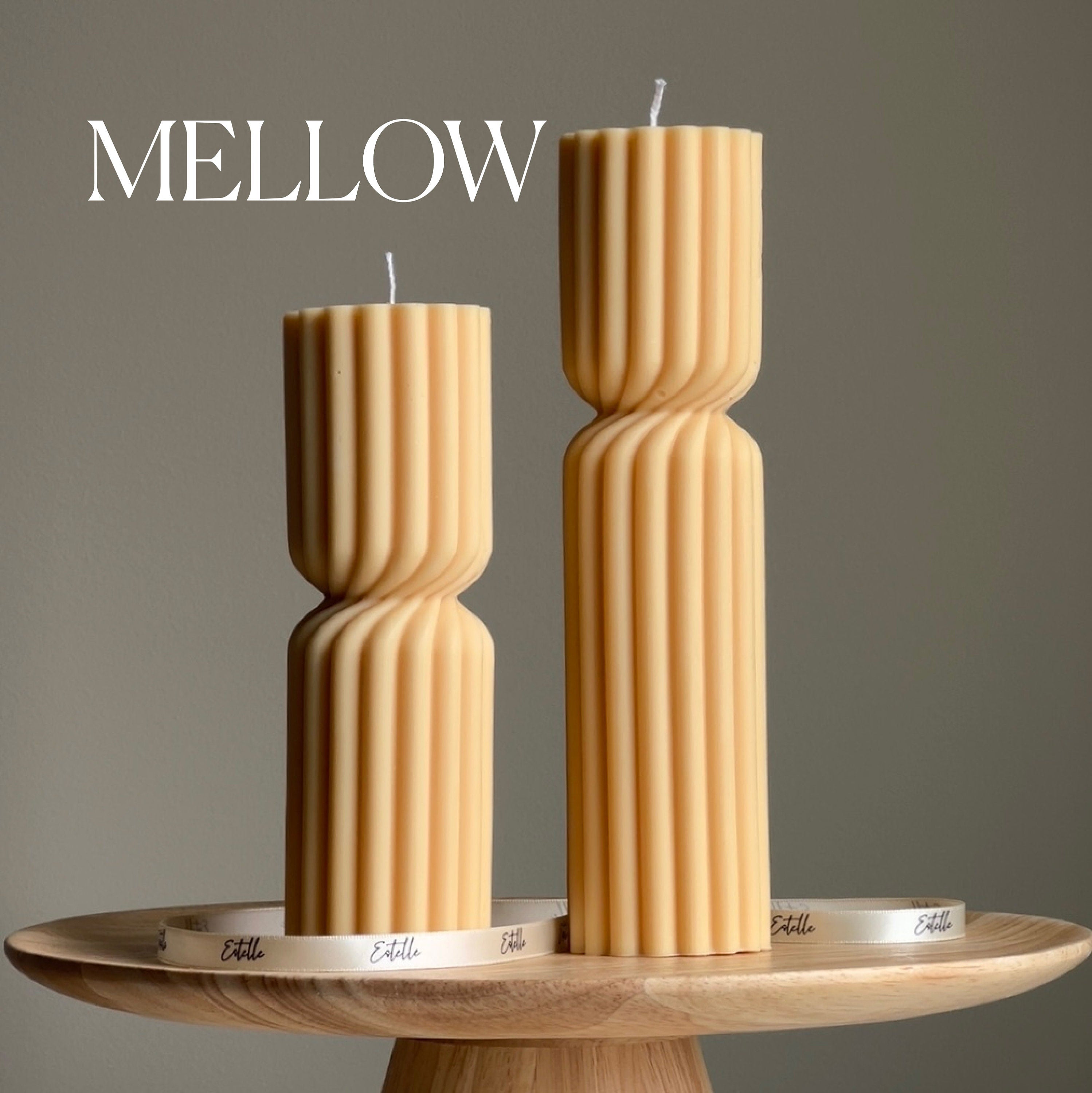 Big Ribbed Hourglass Pillar Candle | Sculptural Soy Candle