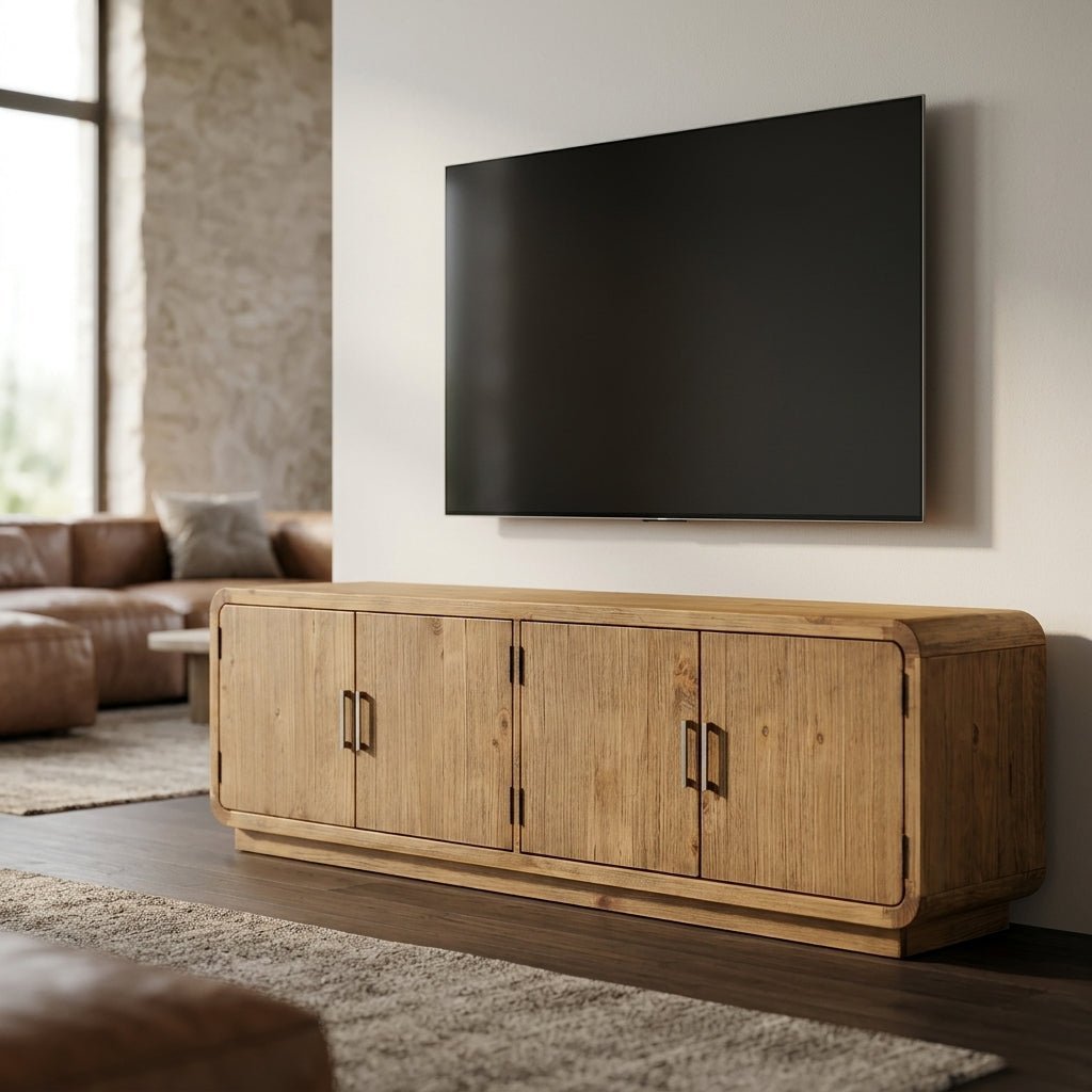 Machala Media Cabinet in Rustic Blonde