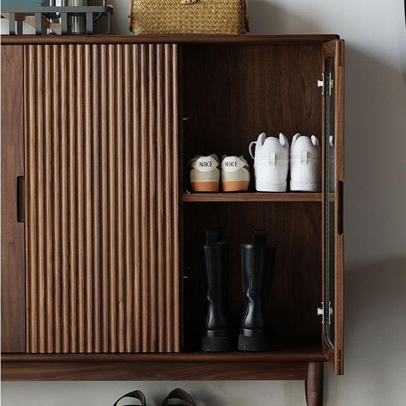 SC03 Ash Wood Shoe Cabinet, Walnut Finish