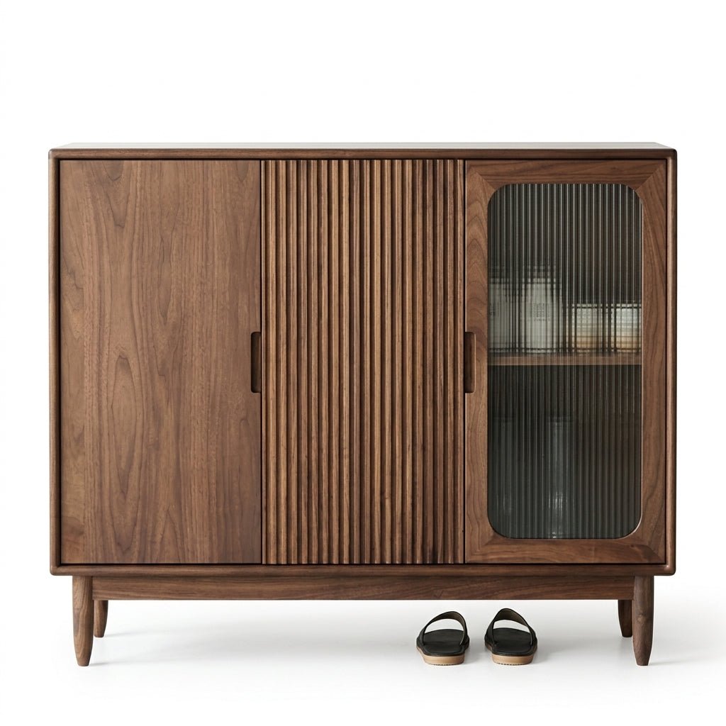 SC03 Ash Wood Shoe Cabinet, Walnut Finish