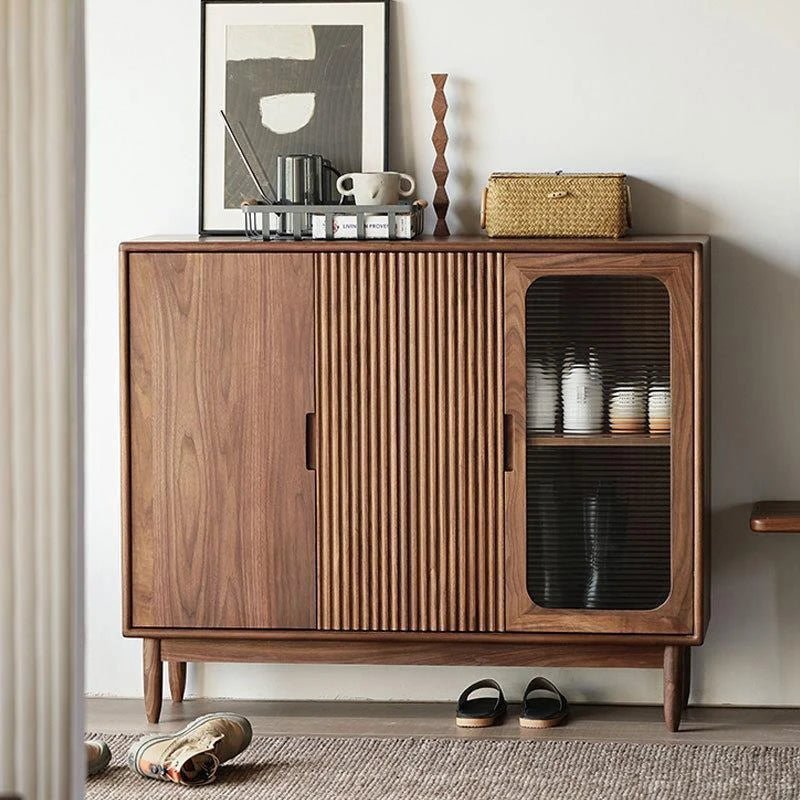 SC03 Ash Wood Shoe Cabinet, Walnut Finish